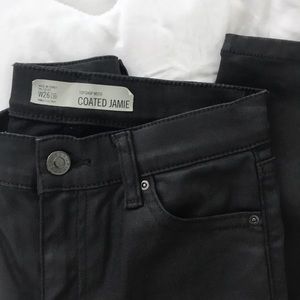 Topshop Coated Jamie Jeans Waxed Denim